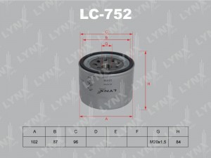 Фильтр масляный двигателя LC-752 LYNXAUTO