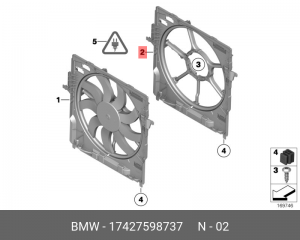 Вентилятор охлаждения радиатора ДВС 17427598737 BMW