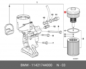 Крышка корпуса масляного фильтра 11 42 1 744 000 BMW