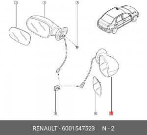 Зеркало заднего вида 6001547523 RENAULT
