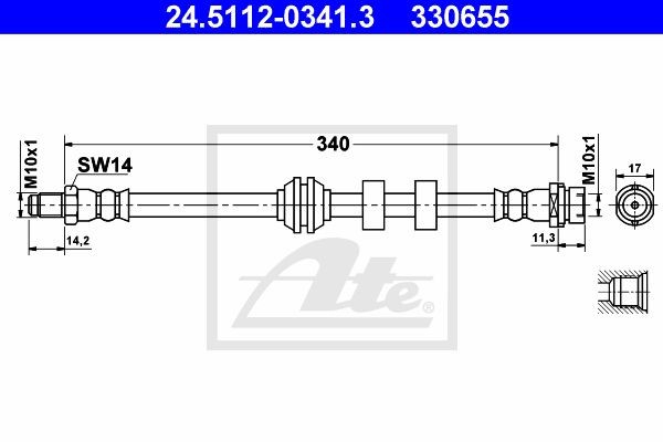 Тормозной шланг 24.5112-0341.3 ATE