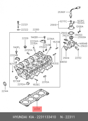 Прокладка, головка цилиндра 2231133410 HYUNDAI KIA
