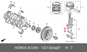 Вкладыши шатунные 13213PLAG01 HONDA