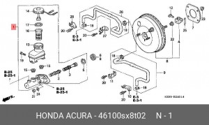 Главный тормозной цилиндр 46100SX8T02 HONDA
