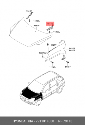 Петля - шарнир открывания капота 791101F000 HYUNDAI KIA