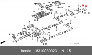 Выпускной трубопровод 18310SB0023 HONDA