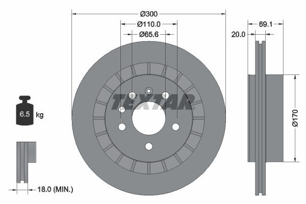 Тормозной диск 92164900 TEXTAR