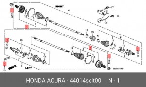 Шарнирный комплект, приводной вал 44014-SEL-T00 HONDA
