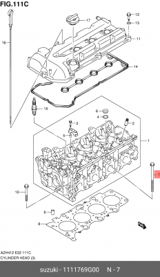 Комплект болтов головки цилидра 11117-69G00 SUZUKI