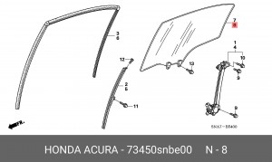 Стекло двери 73450SNBE00 HONDA
