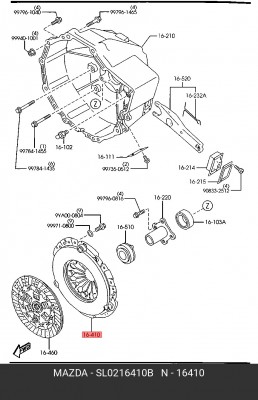 Корзина сцепления SL0216410B MAZDA