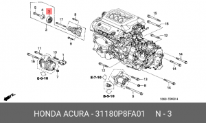Ролик ремня приводного 31180P8FA01 HONDA