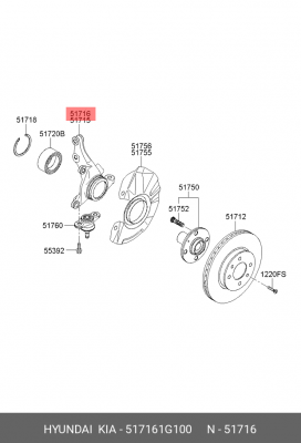 Кулак поворотный 517161G100 HYUNDAI KIA