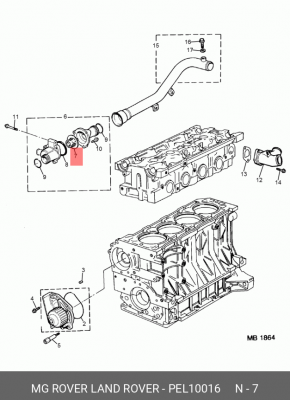 Термостат, охлаждающая жидкость PEL10016 MG ROVER LAND ROVER
