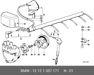 Ккомплект проводов зажигания 12 12 1 307 171 BMW