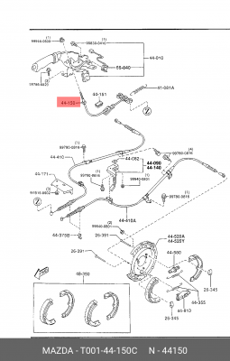 Трос, стояночная тормозная система T00144150C MAZDA
