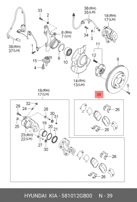 Комплект тормозных колодок, диско 58101-2GB00 HYUNDAI KIA