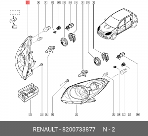 Фара головного света 8200733877 RENAULT