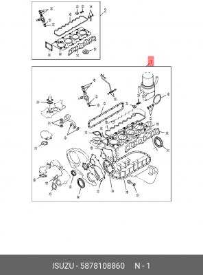 Комплект прокладок, двигатель 5-87810-886-0 ISUZU