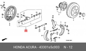 Колесный тормозной цилиндр 43301S5C003 HONDA