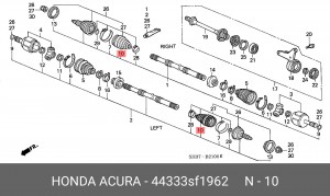 Комплект пылника, приводной вал 44333-SF1-962 HONDA