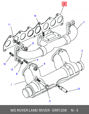 Прокладка, впускной / выпускной коллектор ERR1208 LAND ROVER