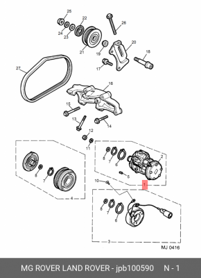 Компрессор, кондиционер JPB100590 MG ROVER LAND ROVER