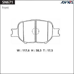 Колодки тормозные дисковые SN671 ADVICS