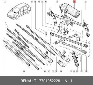 Двигатель стеклоочистителя 7701052228 RENAULT
