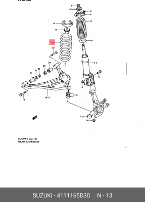 Пружина подвески 41111-65D30 SUZUKI