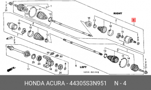 Шарнирный комплект, приводной вал 44305S3N951 HONDA