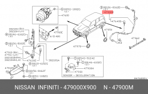 Датчик, частота вращения колеса 47900-0X900 NISSAN