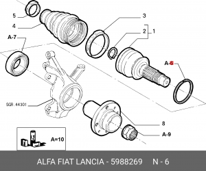 Подшипник ступицы колеса (комплект) 5988269 ALFA FIAT LANCIA