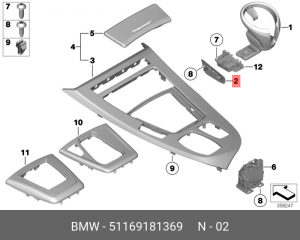 Накладка центральной консоли 51 16 9 181 369 BMW