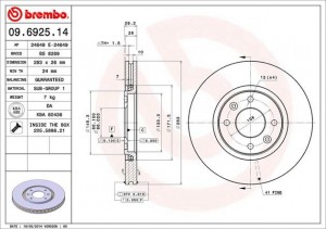 Тормозной диск 09.6925.14 BREMBO