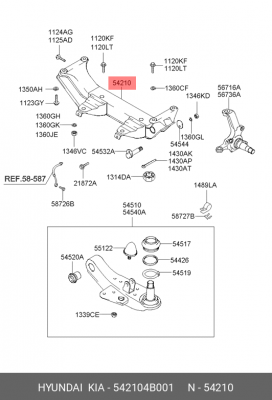 Подрамник передней подвески 542104B001 HYUNDAI KIA