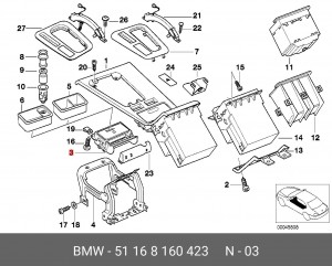 Вставка центральной консоли 51 16 8 160 423 BMW