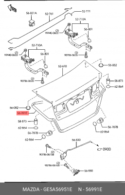 Уплотнитель крышки багажника GE5A56951E MAZDA