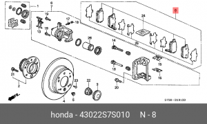 Комплект тормозных колодок, диско 43022S7S010 HONDA