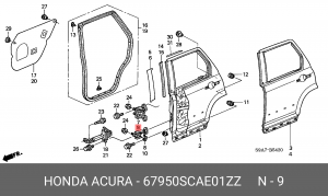 Петля - шарнир открывания двери 67950SCAE01ZZ HONDA