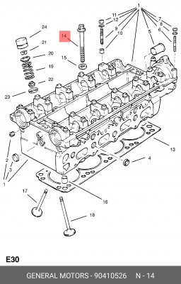 Комплект болтов головки цилидра 90410526 GENERAL MOTORS