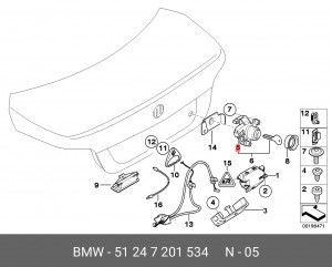 Механизм запорный 51 24 7 201 534 BMW
