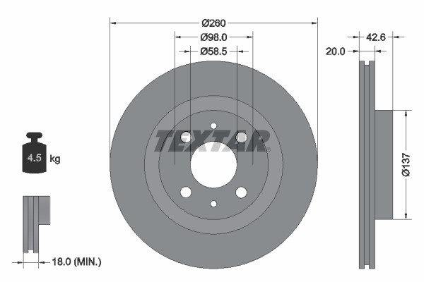 Тормозной диск 92112100 TEXTAR
