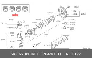 Кольца поршневые 12033-0T011 NISSAN