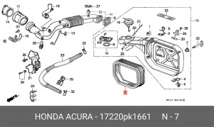 Воздушный фильтр 17220PK1661 HONDA