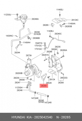 Прокладка турбокомпрессора 2825042540 HYUNDAI KIA