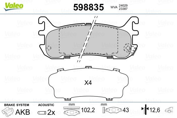 Комплект тормозных колодок, диско 598835 VALEO PHC
