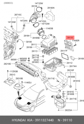 Блок управления, система впрыска 3911327440 HYUNDAI KIA