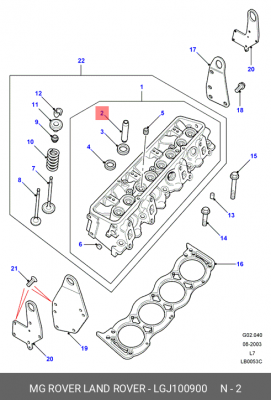 Направляющая втулка клапана LGJ100900 MG ROVER LAND ROVER