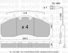 Комплект тормозных колодок, диско 2208091K METELLI